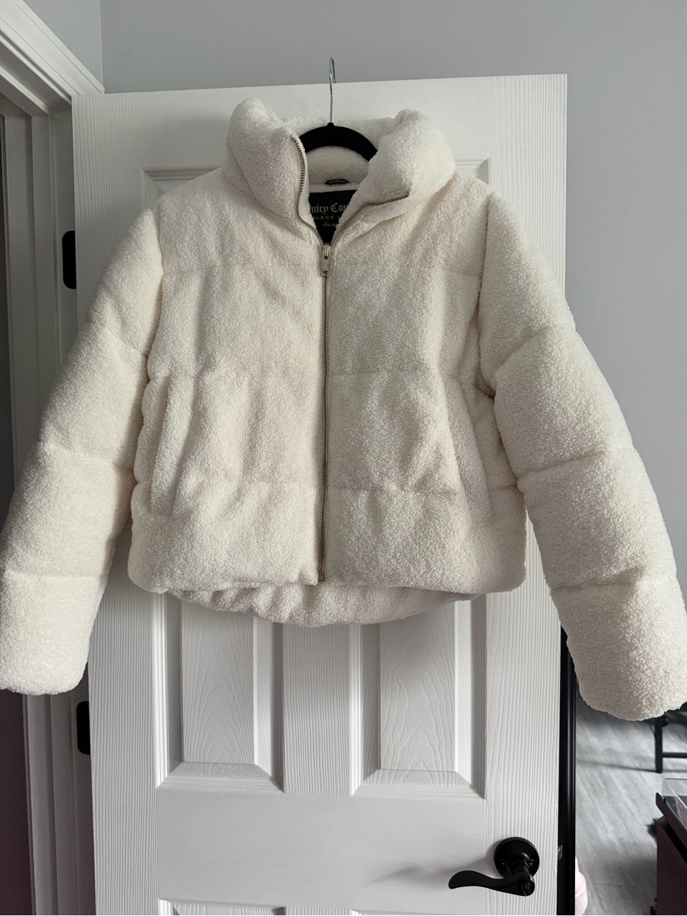 Juicy Couture Cream Sherpa Puffer Jacket